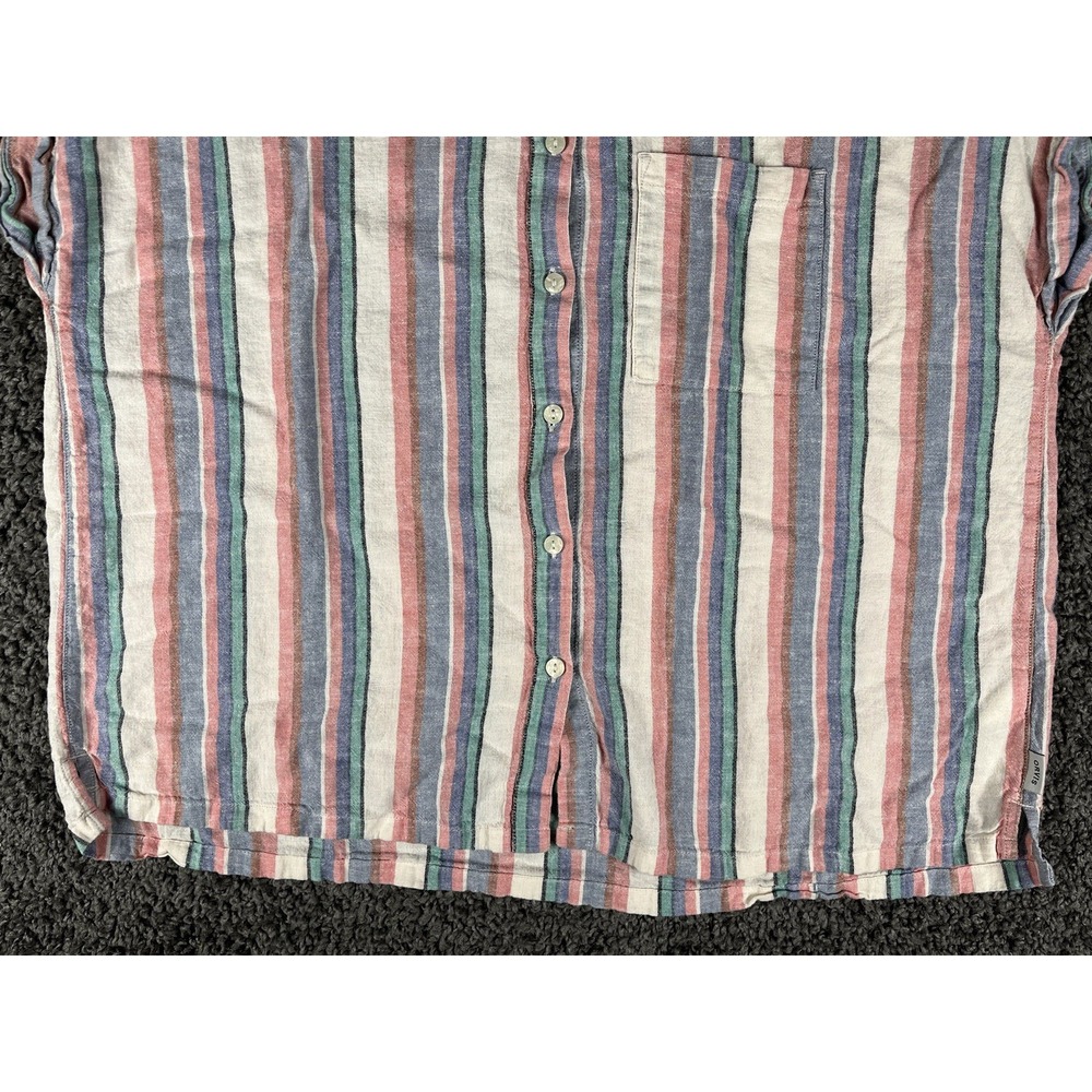 Women's Orvis Ladies Short Sleeve Button Up Linen Blend Shirt Top Stripe XL - Picture 3 of 10